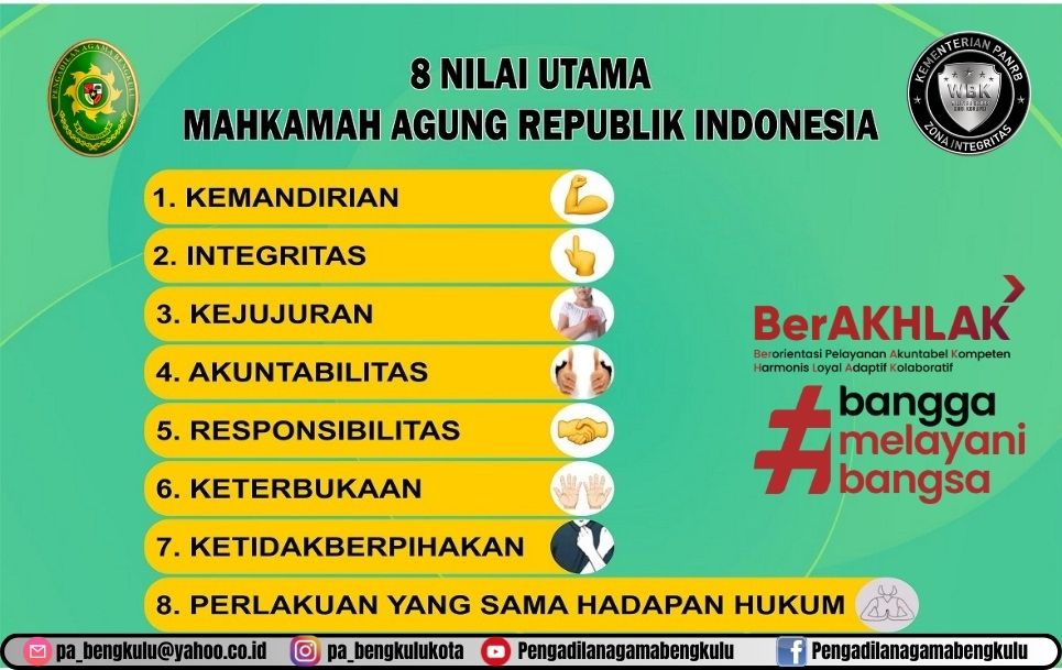 8 Nilai Utama Mahkamah Agung RI