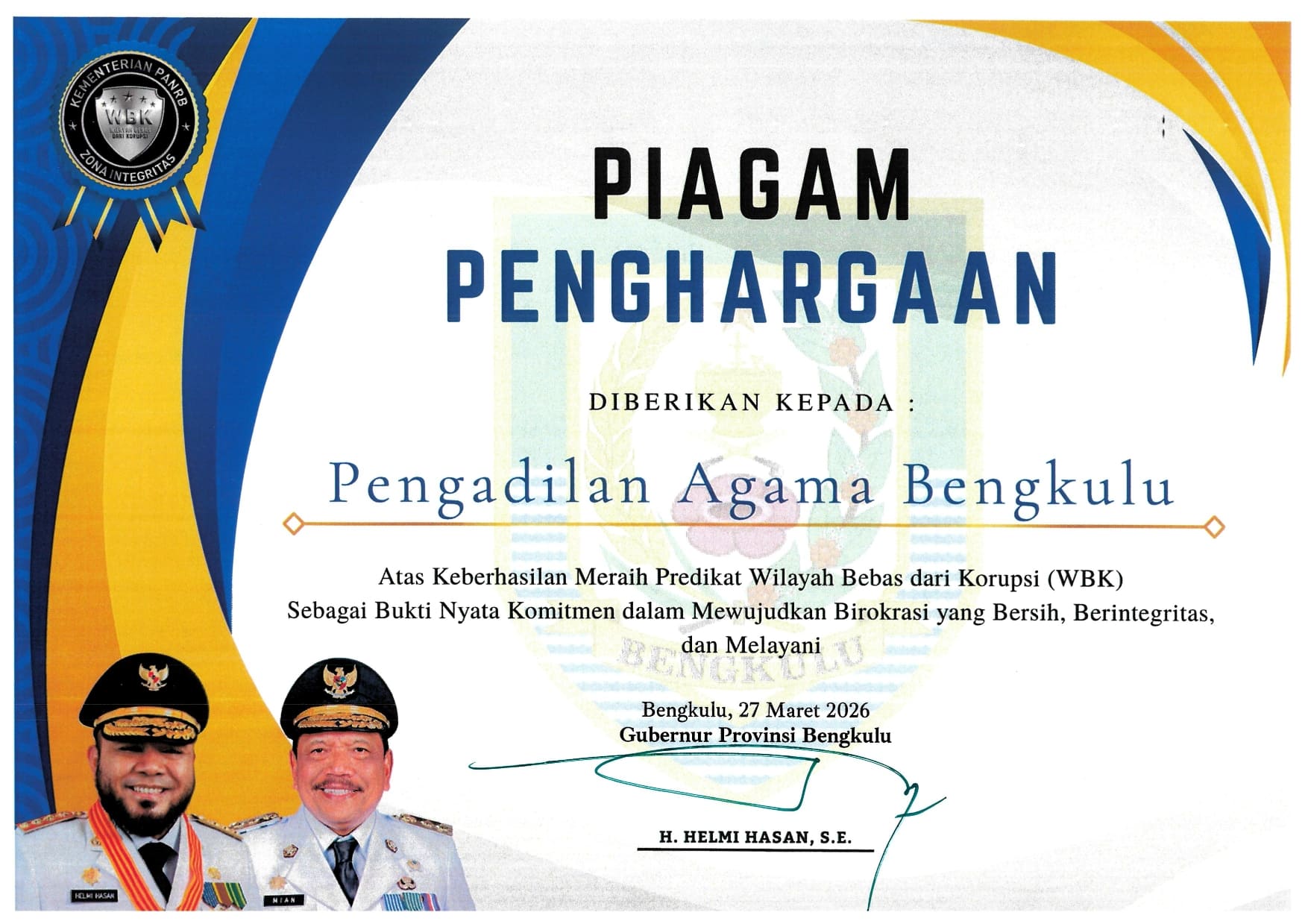 piagam penghargaan gubernur web